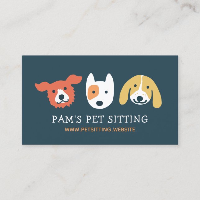 Three Cute Dog Faces | Animal Lover | Pet Care Business Card (Front)