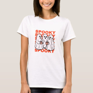 Three Cute Ghosts with Drinks – Cosy Halloween T-Shirt