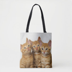Three Cute Ginger Cat Kittens Photo - on Shopper Tote Bag