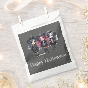Three Cute Gothic Girls Happy Halloween Favour Bags