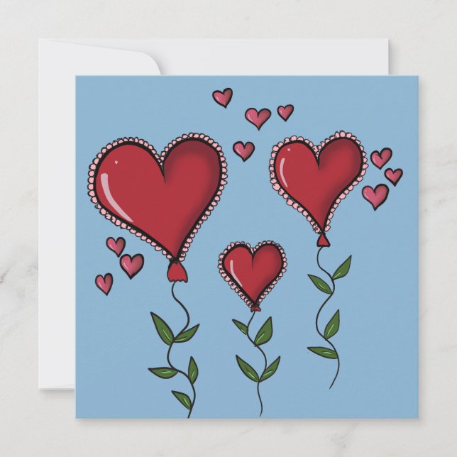 Three Cute Hearts Invitation Card (Front)
