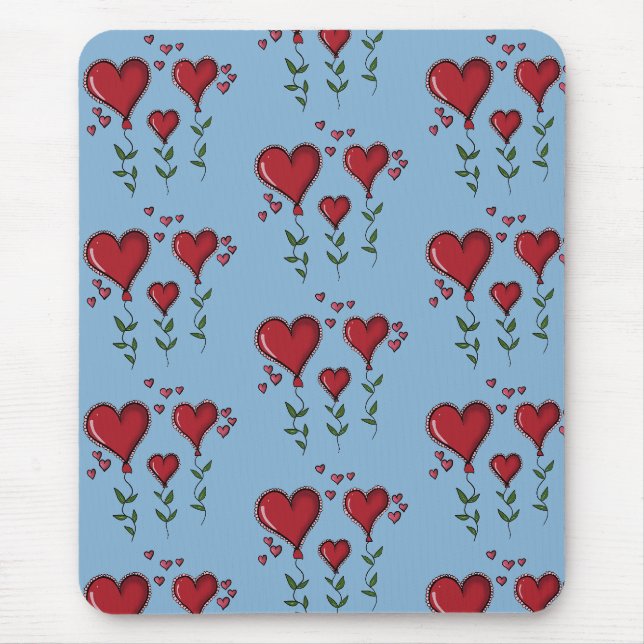 Three Cute Hearts Mouse Mat (Front)