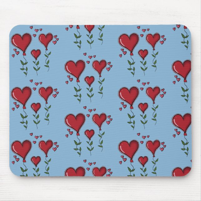 Three Cute Hearts Mouse Mat (Front)