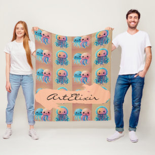 Three Cute Kawaii Jellyfish Fleece Blanket