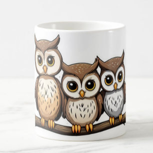 Three Cute Little Owl Coffee Mug