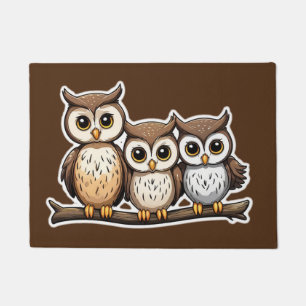 Three Cute Little Owl Doormat
