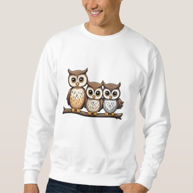 Three Cute Little Owl Sweatshirt (Front)