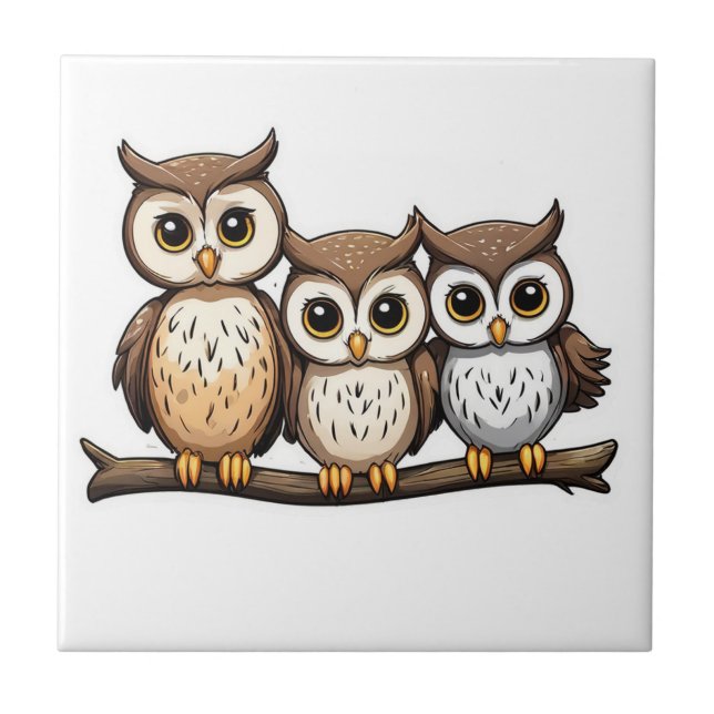 Three Cute Little Owl Tile (Front)