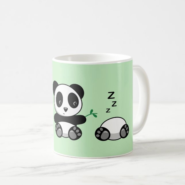 Three Cute Little Pandas on Green Coffee Mug (Front Right)