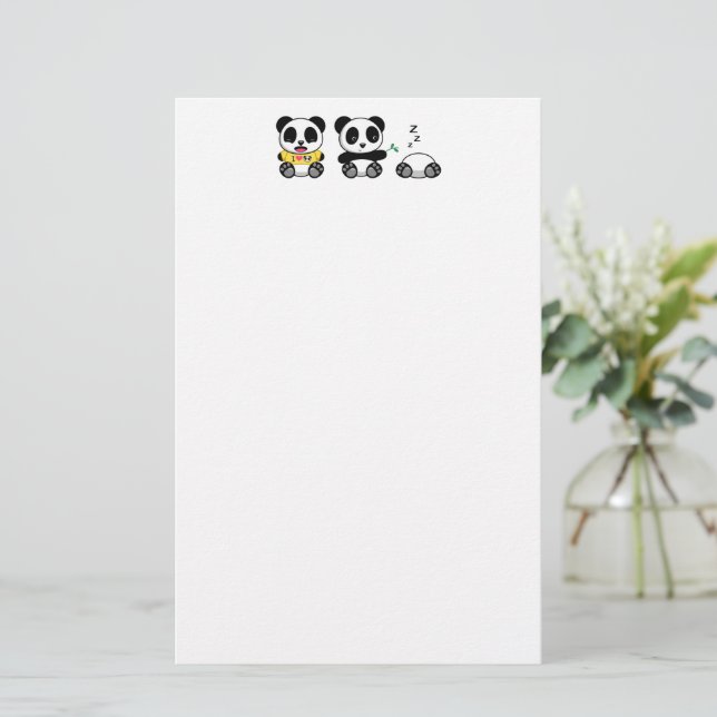 Three Cute Little Pandas Stationery (Standing Front)