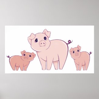 Three Cute Little Pigs Art Poster