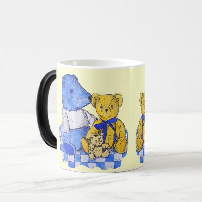  three cute old teddy bears magic mug (Front Left)