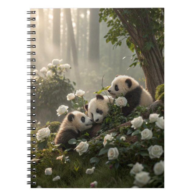 Three Cute Pandas Notebook (Front)