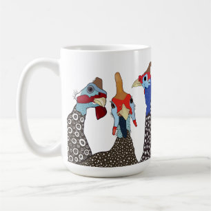 Three Cute Patterned Guinea Fowl Birds Coffee Mug