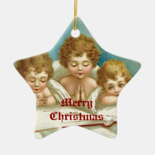 Three cute praying angels ornaments
