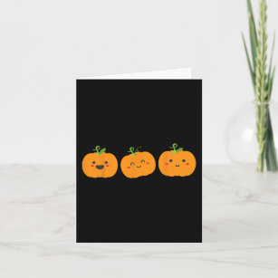 Three cute pumpkins for kids halloween and fall se card
