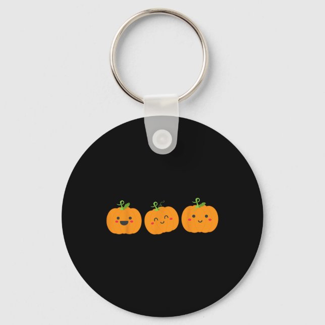 Three cute pumpkins for kids halloween and fall se key ring (Front)