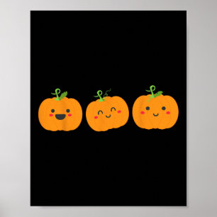 Three cute pumpkins for kids halloween and fall se poster