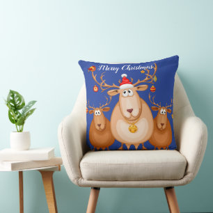 Three cute reindeer Throw Pillow