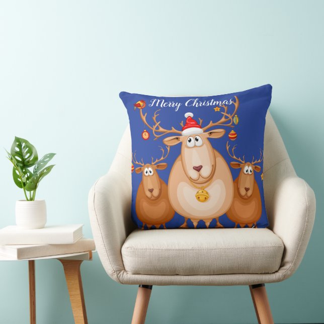 Three cute reindeer Throw Pillow (Chair)