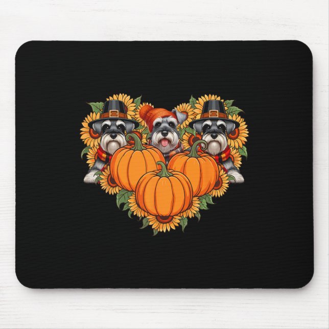 Three Cute Schnauzers Thanksgiving Pilgrim Fall Su Mouse Mat (Front)
