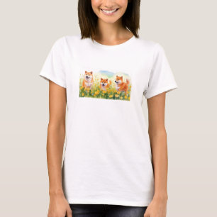 three cute shiba inus and dandelions luggage tag T-Shirt