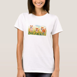 three cute shiba inus and dandelions luggage tag T-Shirt