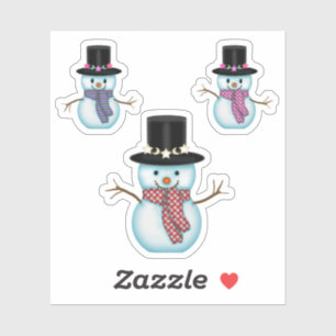 Three Cute Snowmen Christmas Holiday Art