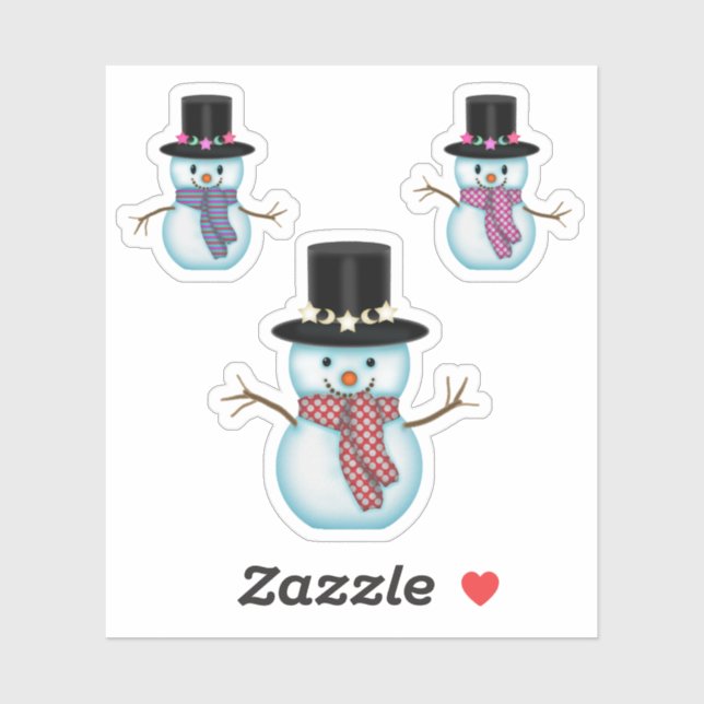 Three Cute Snowmen Christmas Holiday Art (Sheet)