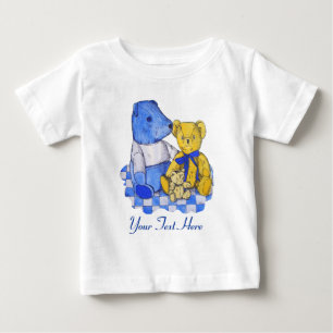three cute teddies on picnic cloth original art baby T-Shirt