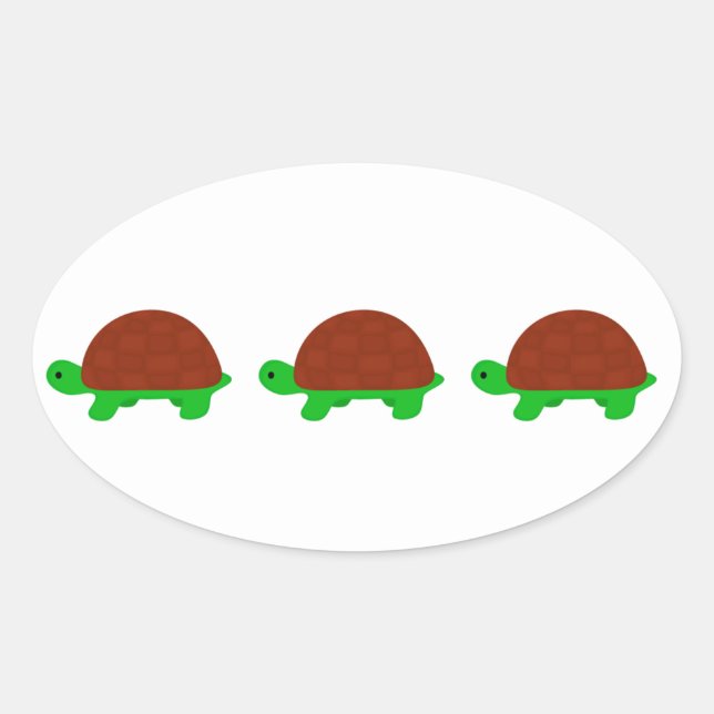 Three Cute turtles Oval Sticker (Front)
