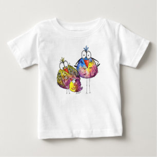 Three Cute Whimsical Colourful Birds Baby T-Shirt