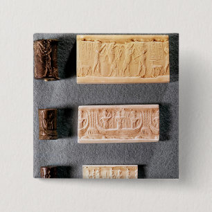 Three cylinder seals with impressions, 15 cm square badge