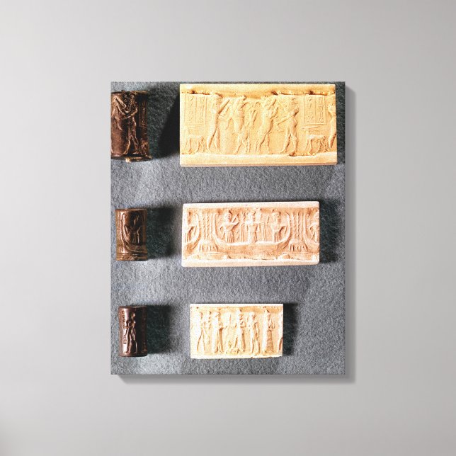 Three cylinder seals with impressions, canvas print (Front)