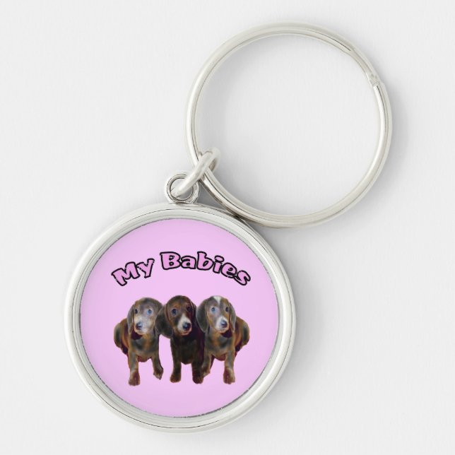 Three Dachshund Dogs Keychain (Front)