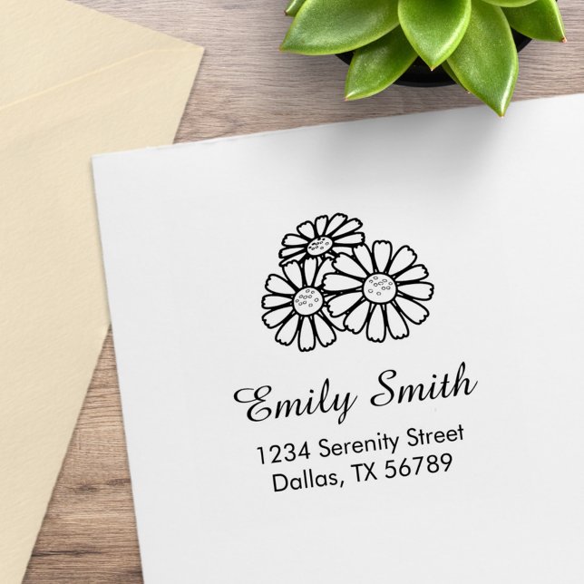 Three Daisies Address Rubber Stamp (Creator Uploaded)
