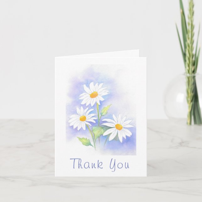 'Three Daisies' Watercolor Thank You Card (Front)