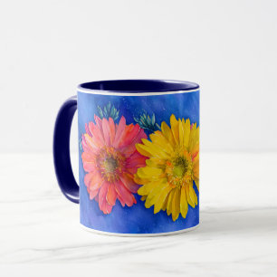 Three Daisy Flowers Art Mug Cup