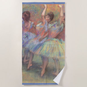 Three Dancers by Edgar Degas, Vintage Ballet Art Beach Towel