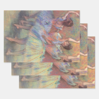 Three Dancers by Edgar Degas, Vintage Ballet Art Wrapping Paper Sheet