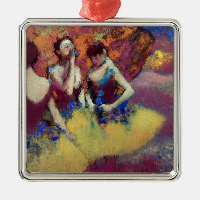 Three Dancers in Yellow Skirts by Degas Metal Tree Decoration (Front)
