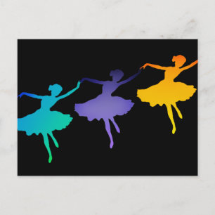 Three Dancers on Black Postcard
