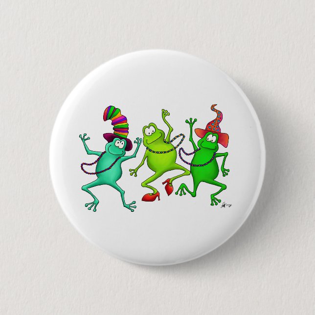 Three Dancing Frogs 6 Cm Round Badge (Front)