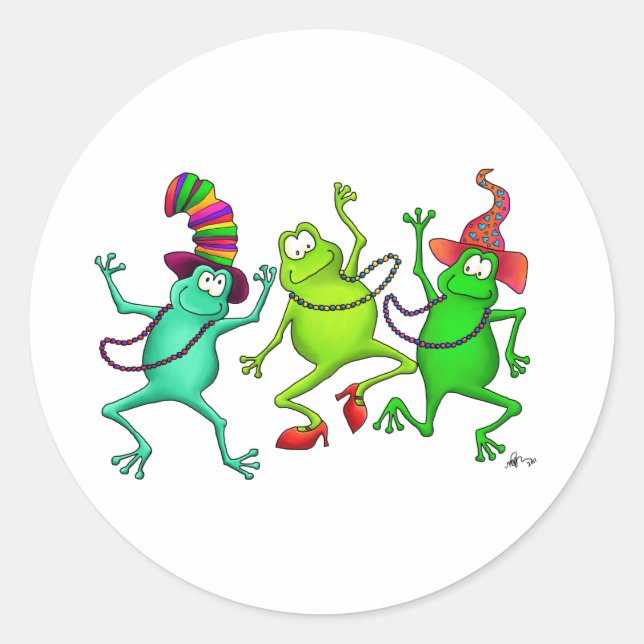 Three Dancing Frogs Classic Round Sticker (Front)