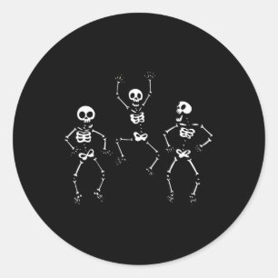 Three Dancing Funny Skeletons Halloween Classic Round Sticker