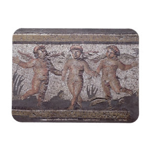 Three dancing putti accompanied by one playing the magnet