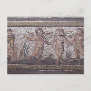 Three dancing putti accompanied by one playing the postcard