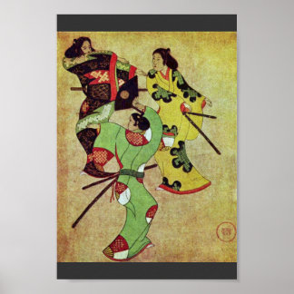 Three Dancing Samurai By Katsushige Iwasa (Best Qu Poster