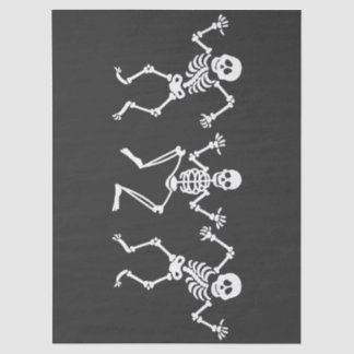 Three Dancing Skeletons Black & White Decoupage Tissue Paper