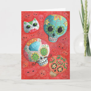 Three Day of The Dead Skulls Card